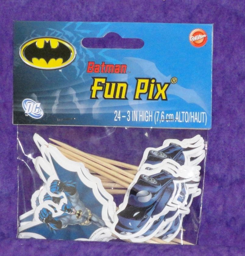 BATMAN FUN PIX, CUPCAKE PICKS, WILTON 24 CT  