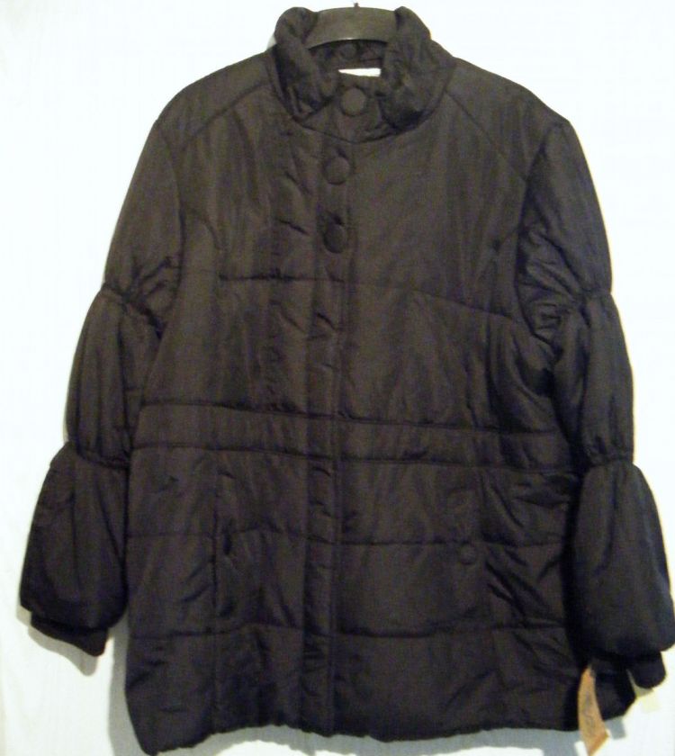 ROUTE 66 NWT WOMENS PLUS SIZE 3XL BLACK LONG BIG BUTTON PUFFER COAT 