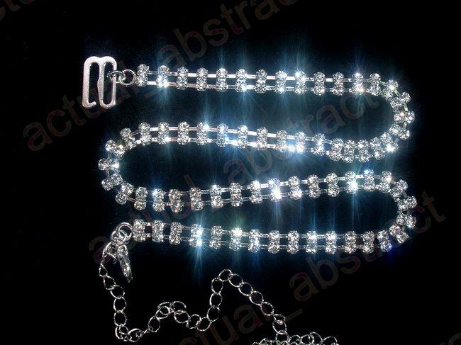 wholesale12Czech rhinestone&silver plated Bra strap2row  