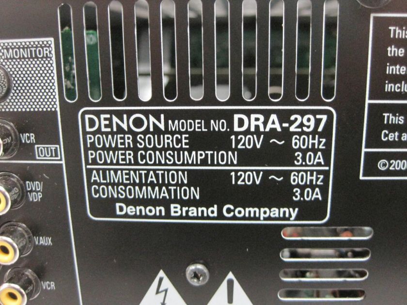 Denon DRA 297 AM/FM Tuner Satellite Ready Stereo Receiver 100 Watt 