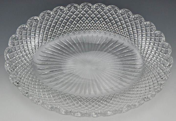 Lovely Antique ABP Cut Glass Oblong Dish Scalloped Edge  