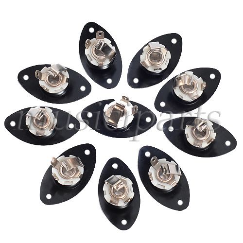 10pcs Black Oval Indented Electric Guitar Output Jack Plate guitar 