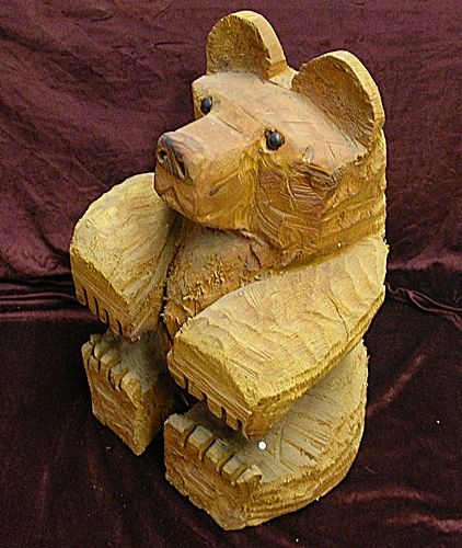 ORIGINAL WOODEN Chainsaw SCULPTURE Alaskan BEAR  