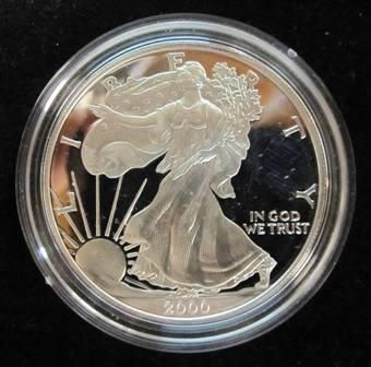 2000 P SILVER U.S. AMERICAN EAGLE $1 DOLLAR COIN **PROOF** ( 1oz 