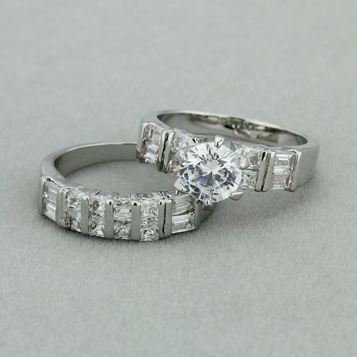 Size 6 7 8 Classic Mens Women CZ Wedding Ring Band Engagement Rings 