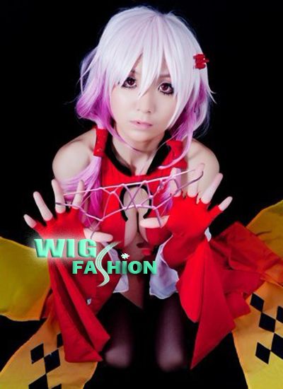 Guilty Crown Inori Yuzuriha Long Mixed Pink Anime Cosplay Hair Wig 