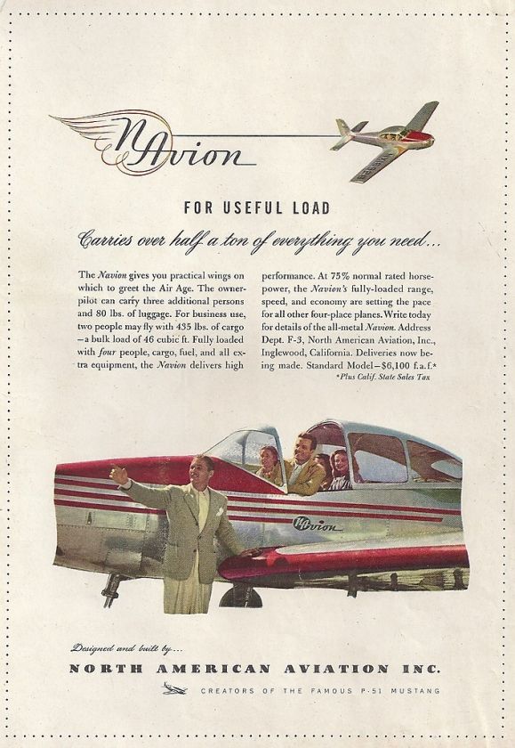 1946 Navion FULL COLOR Aircraft ad 1/25/12b  