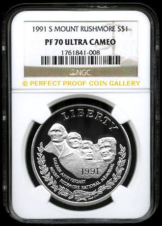 NGC PF70 UC 1991 S MT. RUSHMORE SILVER DOLLAR PF 70  