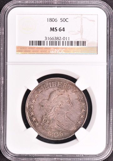 1806 DRAPED BUST 50C NGC MS 64  