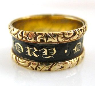 Fine Antique 1821 Georgian 18ct Gold & Enamelled Mourning Ring ~ NO 