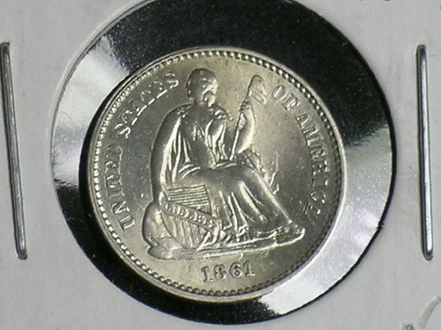 1861 Choice MS 1/2 Dime Half Dime (1111 88)  