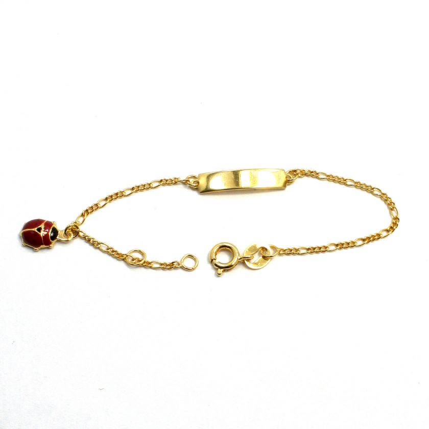   Gold 18k GF Infants Toddler Girl Kids Red Lady Bug Tag ID Adjustable