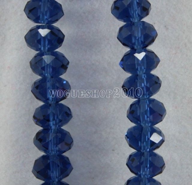 50pcs Black Blue Faceted Rondelle Glass Bead 6mm   