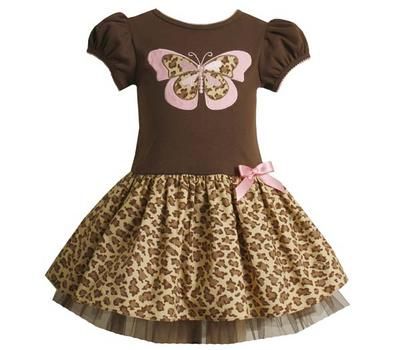 Bonnie Jean Baby Girls Brown Butterfly Fall Dress 18M  