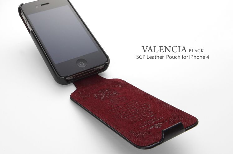 SGP Leather Pouch Case [Valencia Black] for Apple iPhone 4S  