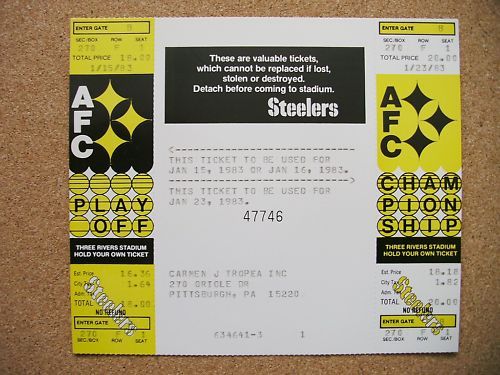 1982 83 Pittsburgh Steelers UNUSED Playoff Tickets Phan  