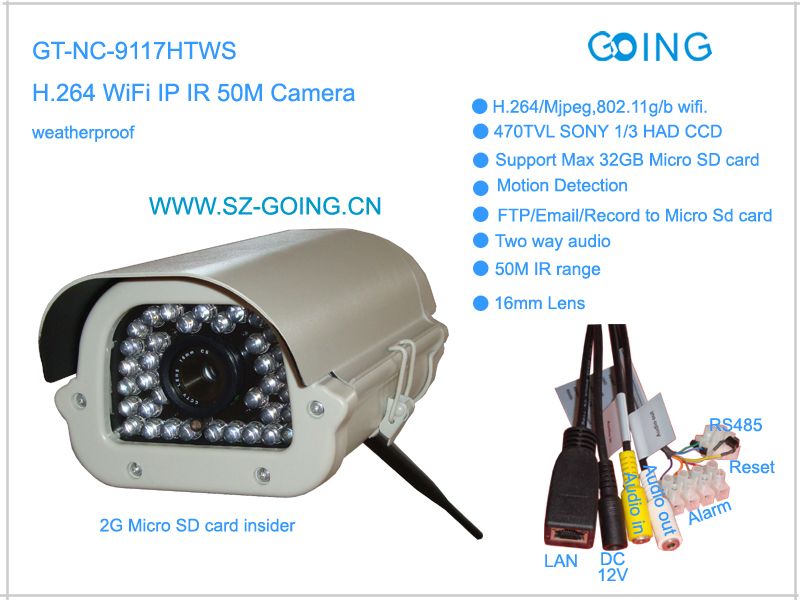 GT NC 9117HTWS Wifi IP Camera IR 50M waterproof PDA US  