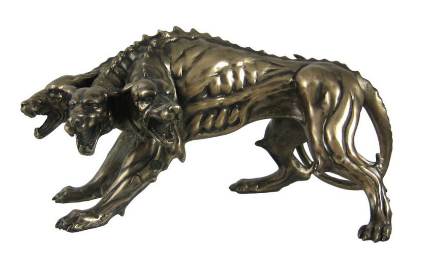 Cool Bronze Finish CERBERUS 3 Headed Dog Statue  