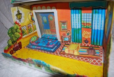   suitcase DOLLHOUSE IDEAL 2 story doll house molded furniture  