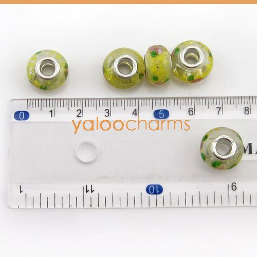  round Large Hole Glass Lampwork European Charm Beads 