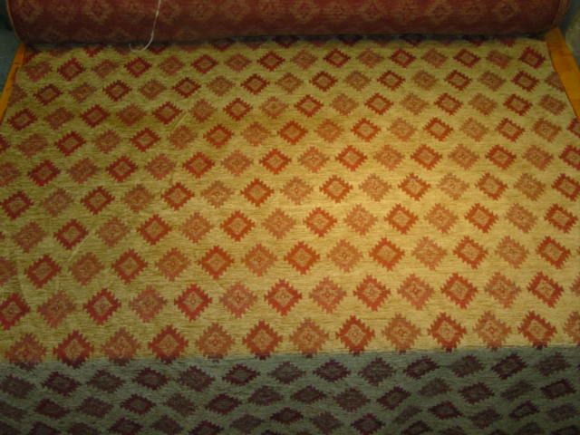 Red Gold Western Diamond Pattern Upholstery Fabric bty  