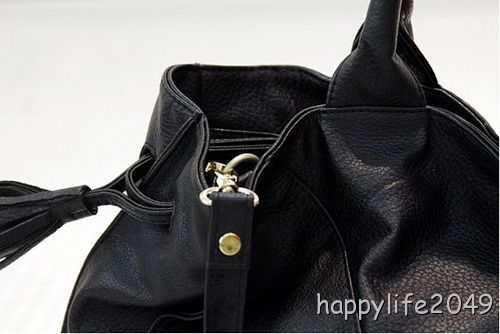 NEW Tassel Handbag Messenger Shoulder Bag Black Brown Pu Leather 