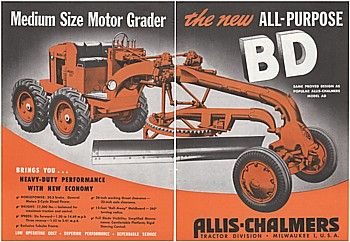 1948 Allis Chalmers Milwaukee Ad Motor Grader Model BD  