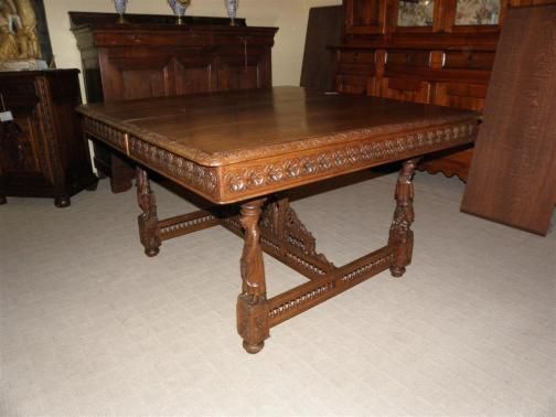   Breton Dining Table Very Special Carved Model 19th Century  