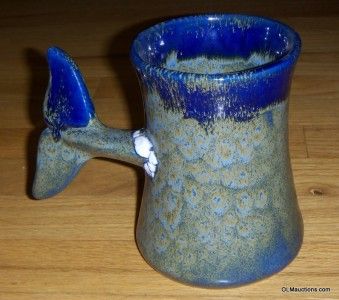 Hand Crafted Blue Whale Tail Coffee Mug Signed Doug Wylie  