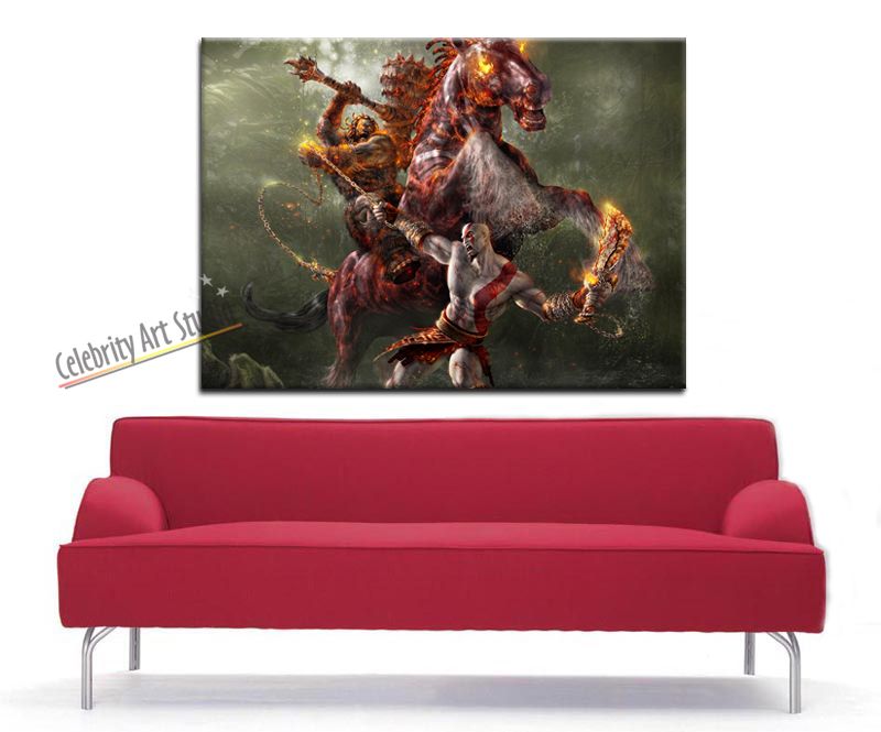 GOD OF WAR II KRATOS CANVAS ART GALLERY WRAP 28X20X1.5  