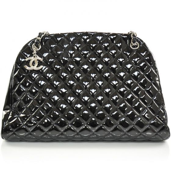 CHANEL Patent Large JUST MADEMOISELLE Bag Black CC  