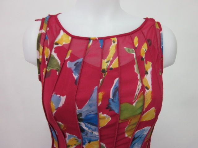 ADRIANNA PAPELL Pink Floral Sleeveless Dress Sz 4  