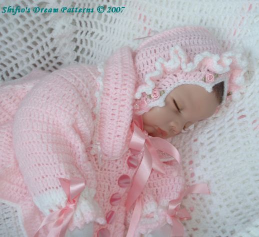 BABY GIRL DRESS SET REBORN CROCHET PATTERNS PATTERN #30  