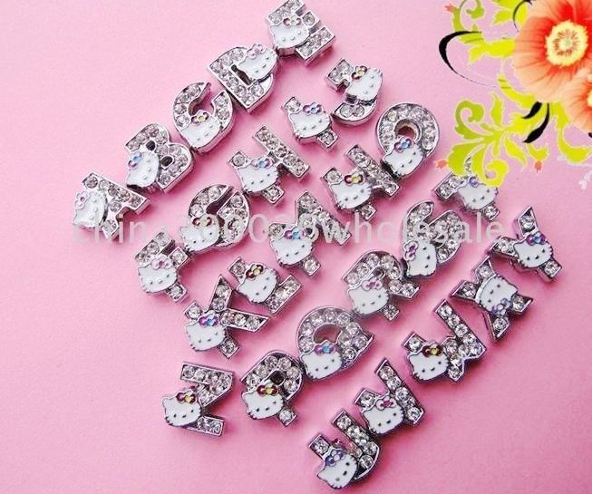 130pc 8mm A Z Cat Slide letter Fit Pet Collar DIY charm  