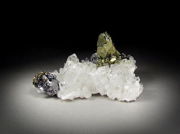 Chalcopyrite and Galena on Quartz, Yaogangxian Mine, China  