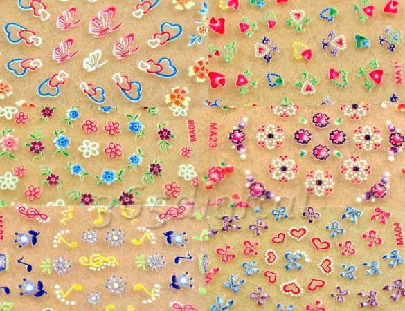 50 3D Nail Art Tips Design Manicure Stickers Decals New  