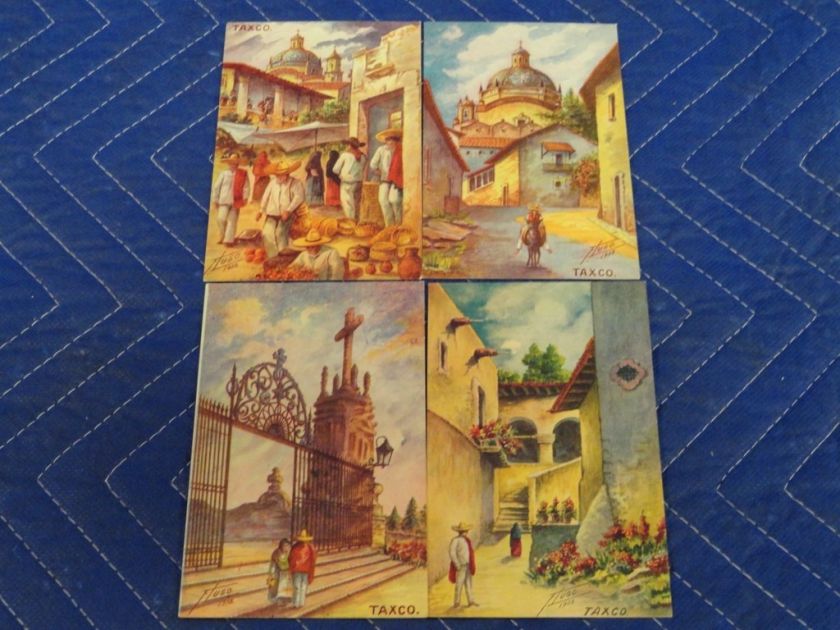 Set of 4 Bar Taxco Tarjeta Mexican Postcards S65  