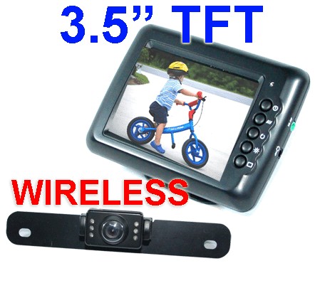 Wireless Car License Rear View Camera System 3.5 LCD  