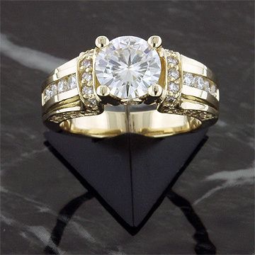 4CT 14KY MOISSANITE&DIAMOND CHANNEL/PAVE/BEZEL RING  