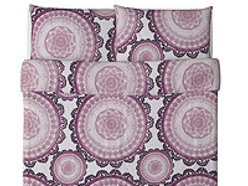 IKEA Lyckoax Purple Lilac Duvet Quilt Cover 3pc Set FULL QUEEN  