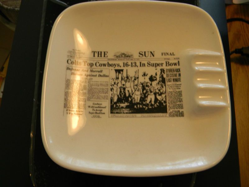 BALTIMORE COLTS ASH TRAY CELEBRATING SUPER BOWL WIN PIC  