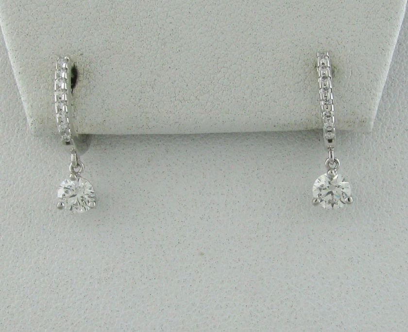   ON FIRE THREE PRONG DIAMOND LEVERBACK 0.88ct DIAMOND EARRINGS $5600