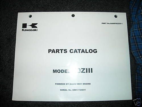 Kawasaki 60ZIII 60Z III Loader Parts Catalog manual  