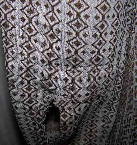 70s Vintage Disco Shirt * Brown & White Knit * Sz Large  