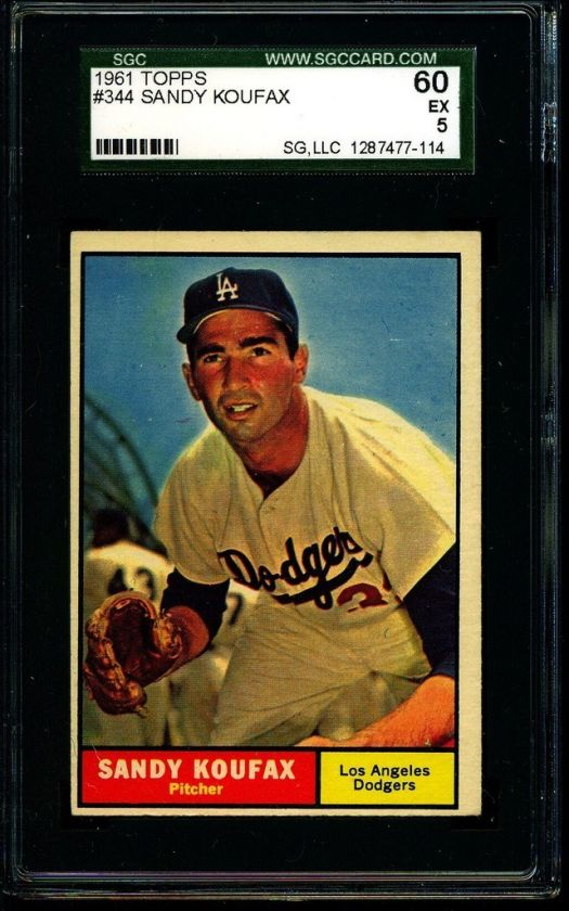 1961 TOPPS #344 SANDY KOUFAX DODGERS SGC 60 = 5 7114  