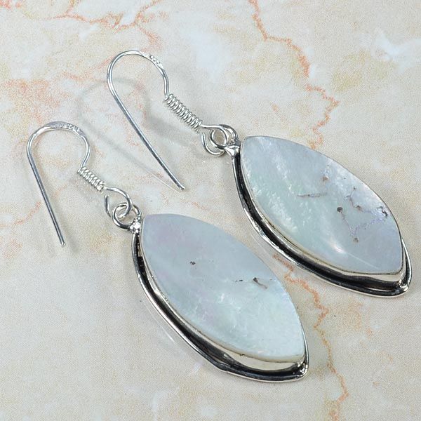 ABALONE SHELL EARRINGS 2 1/4; U161  