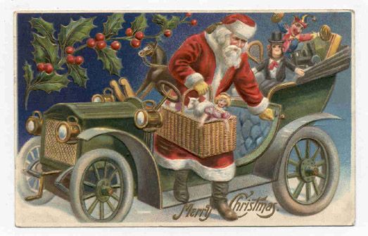 1908 SANTA IN ROBE POSTCARD OLD AUTO EMBOSSED PC2146  