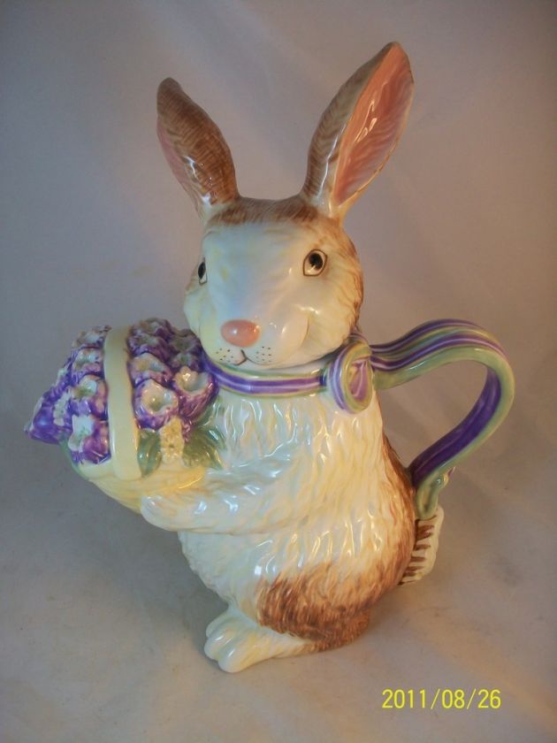 Longaberger Pottery Easter Bunny Teapot NIB  