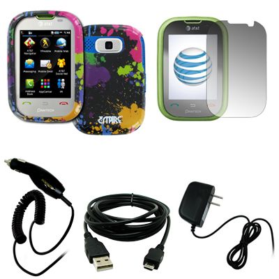 for Pantech Pursuit Paint Splatter Hard Case Cover+Screen Protect+2X 