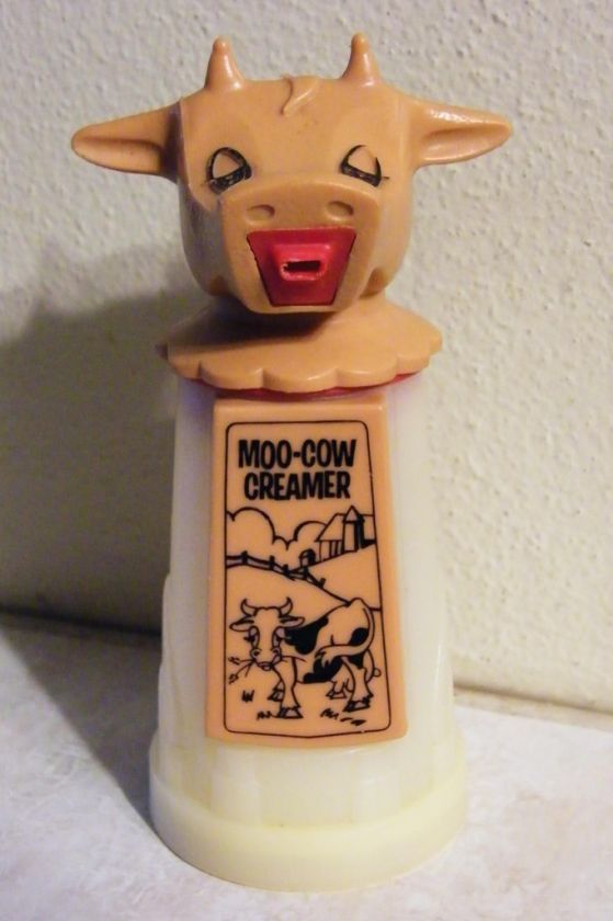 Vtg Plastic MOO COW CREAMER Cow Head WHIRLEY Pat Pend  